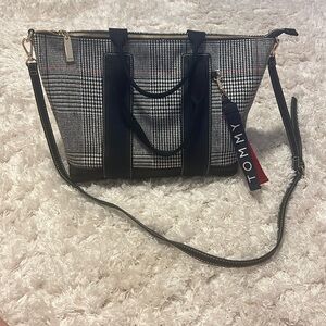Plaid crossbody bag with handles